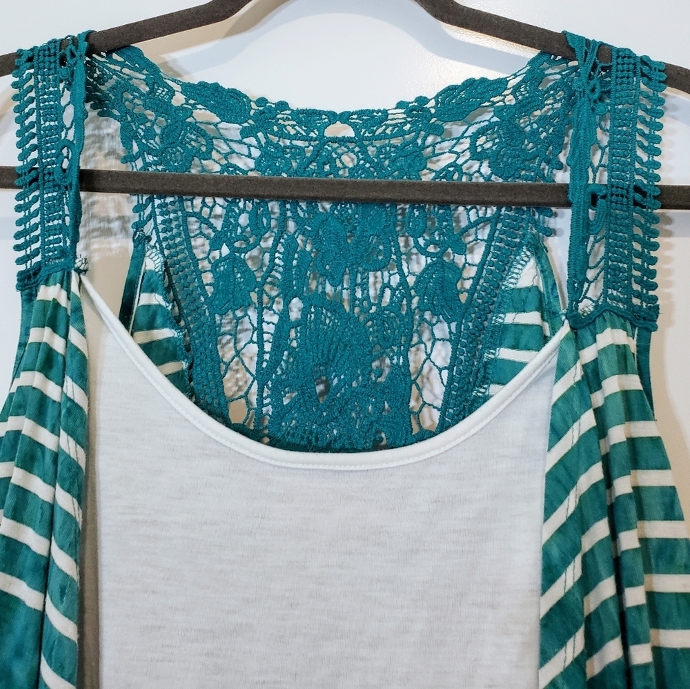 New Directions Weekend Sleeveless Cardigan Open Built In Tank Lace Size … - Picture 10 of 15